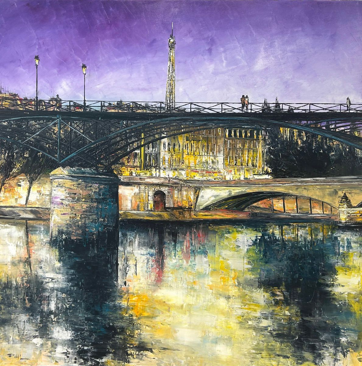 Tableau de PHIL a pour titre La Seine, Paris style figuratif dim : PHILprix:700