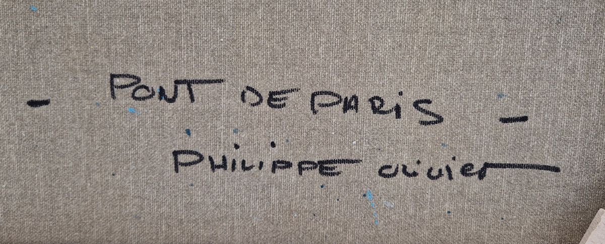 Tableau de PHIL a pour titre Pont de Paris style figuratif dim : PHILprix:350