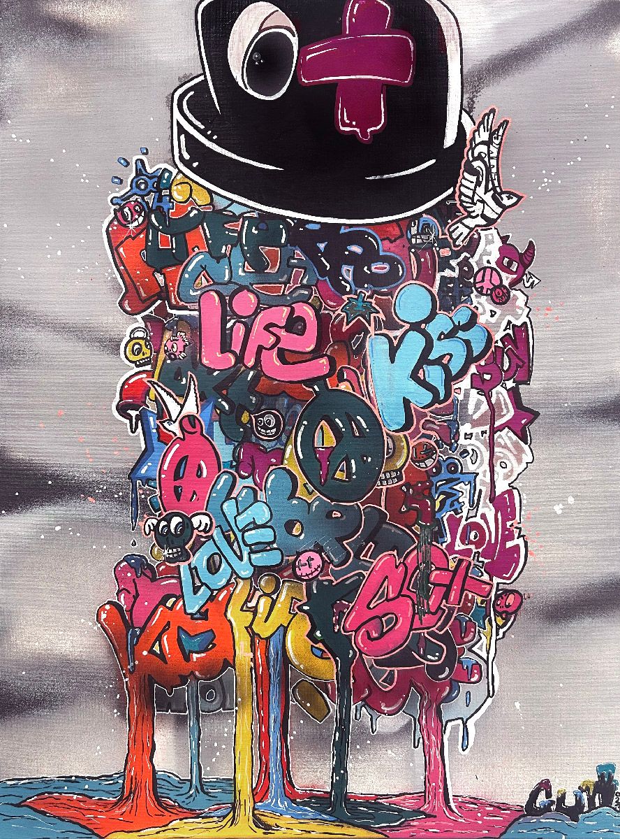 Tableau de GUTI a pour titre Mr.Bombmastik style street art dim : GUTIprix:490