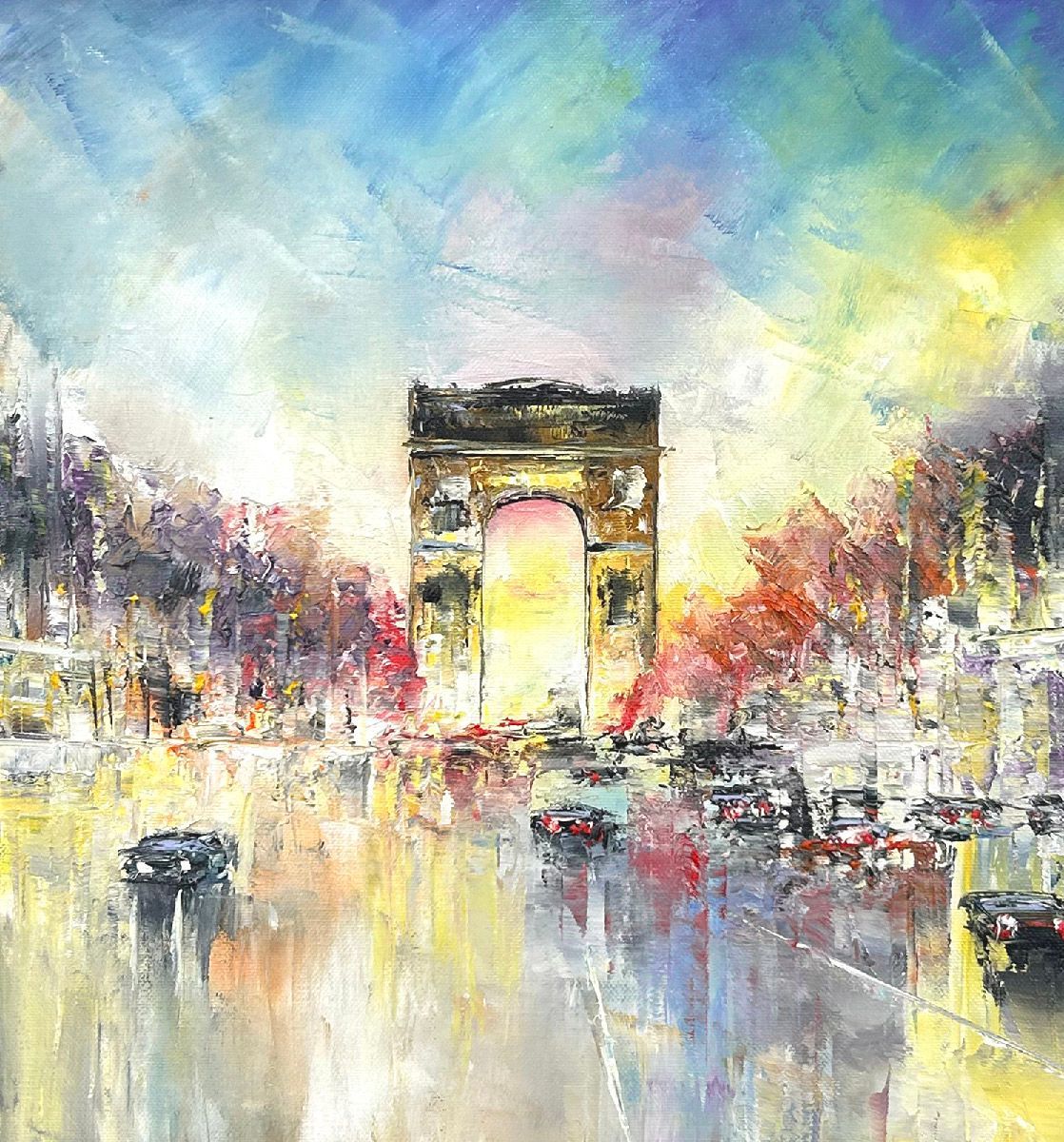 Tableau de PHIL a pour titre 19h00 sur les champs style figuratif dim : PHILprix:350