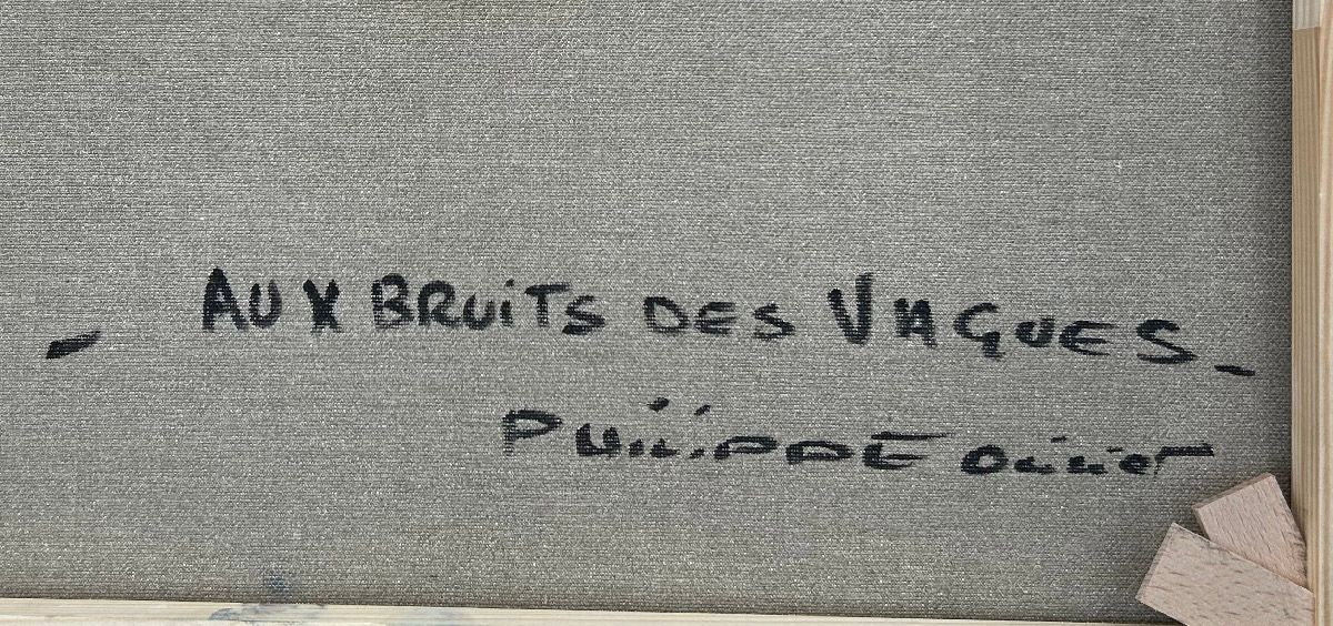Tableau de PHIL a pour titre Aux bruits des vagues style figuratif dim : PHILprix:350