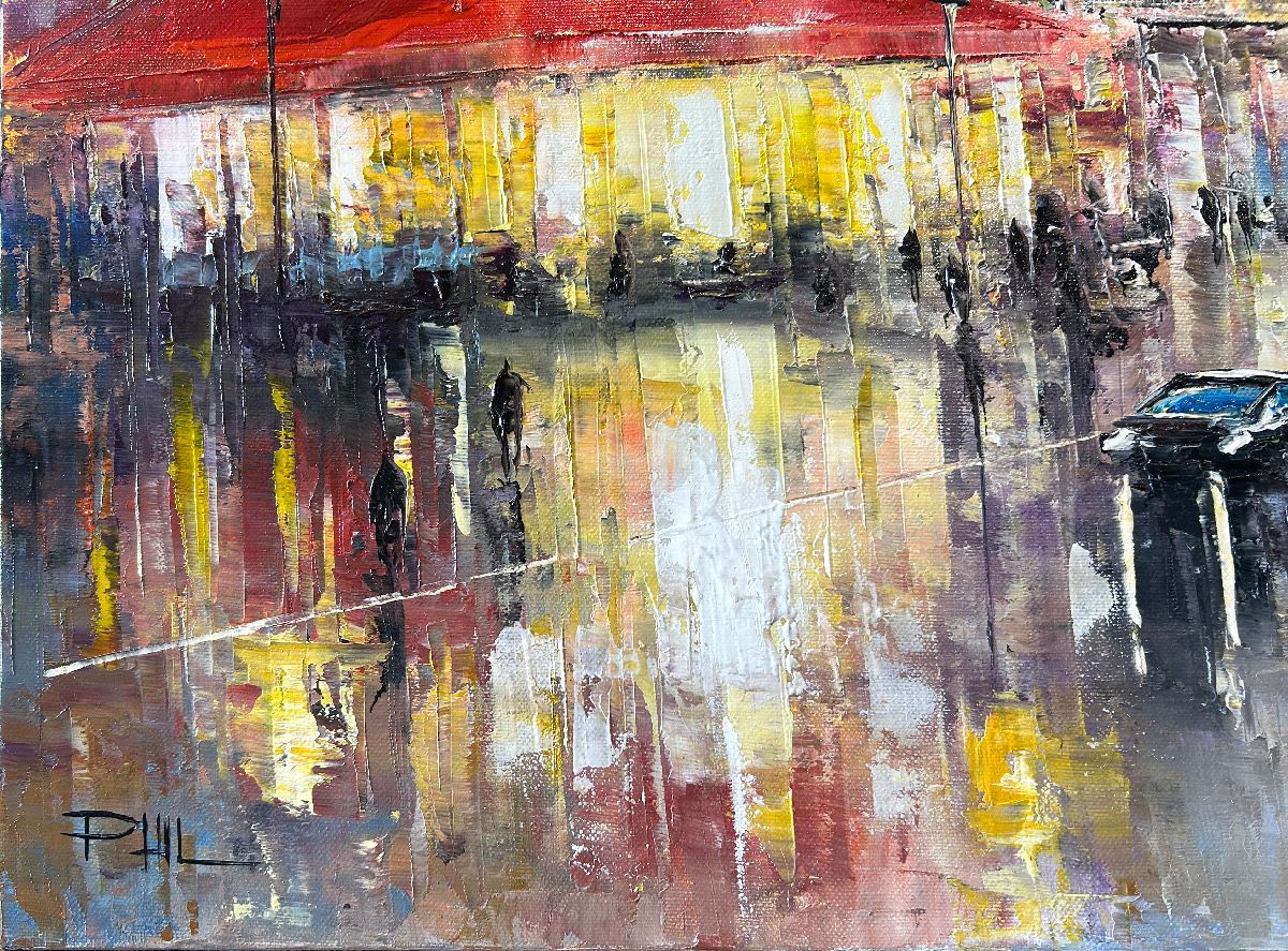 Tableau de PHIL a pour titre La brasserie, Paris style figuratif dim : PHILprix:350
