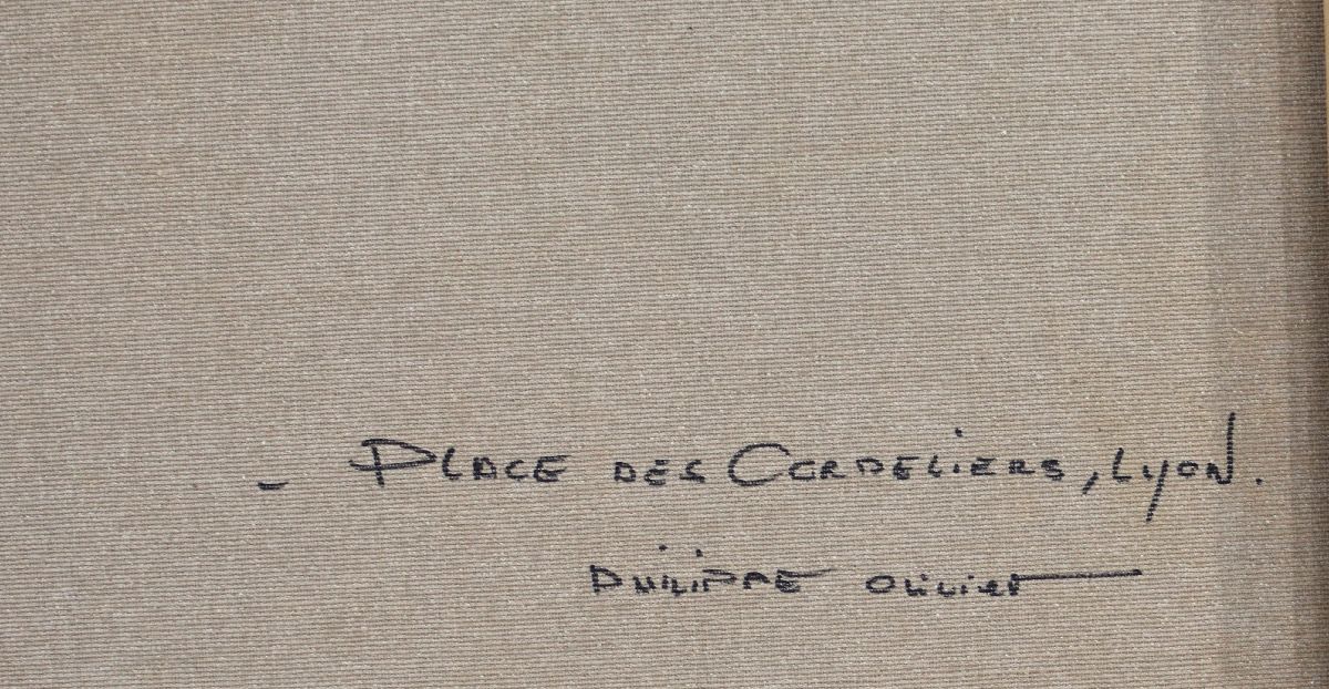 Tableau de PHIL a pour titre Place des Cordeliers, Lyon style figuratif dim : PHILprix:700