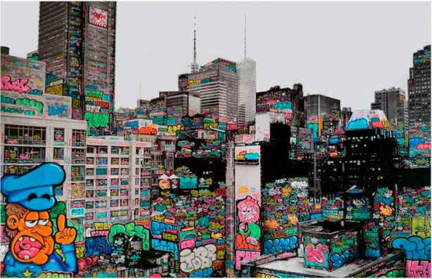 Editions d'art de BLACH a pour titre VIC POLICE DISTRICT style graffiti, street art dim : BLACHprix:100