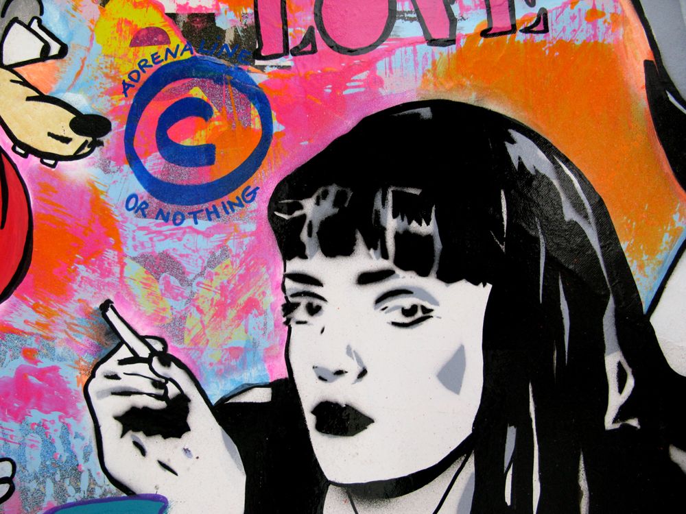 Tableau de SARA CHELOU a pour titre Pop Fiction style street pop art dim : SARA CHELOUprix:1100