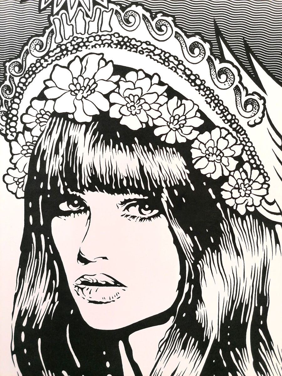 Editions d'art de CHUCK SPERRY a pour titre QUEENS OF THE STONE AGE BW TEST style figuratif dim : CHUCK SPERRYprix:400