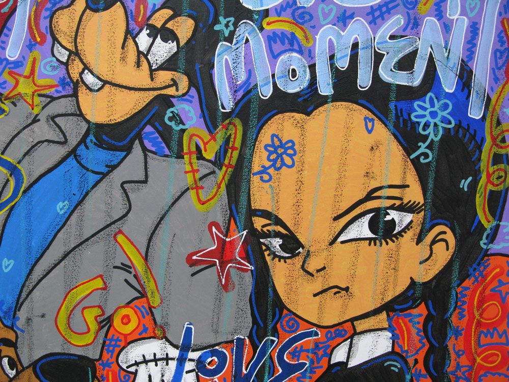Tableau de RICO SAB a pour titre ENJOY EVERY MOMENT style street pop art, street art dim : RICO SABprix:950