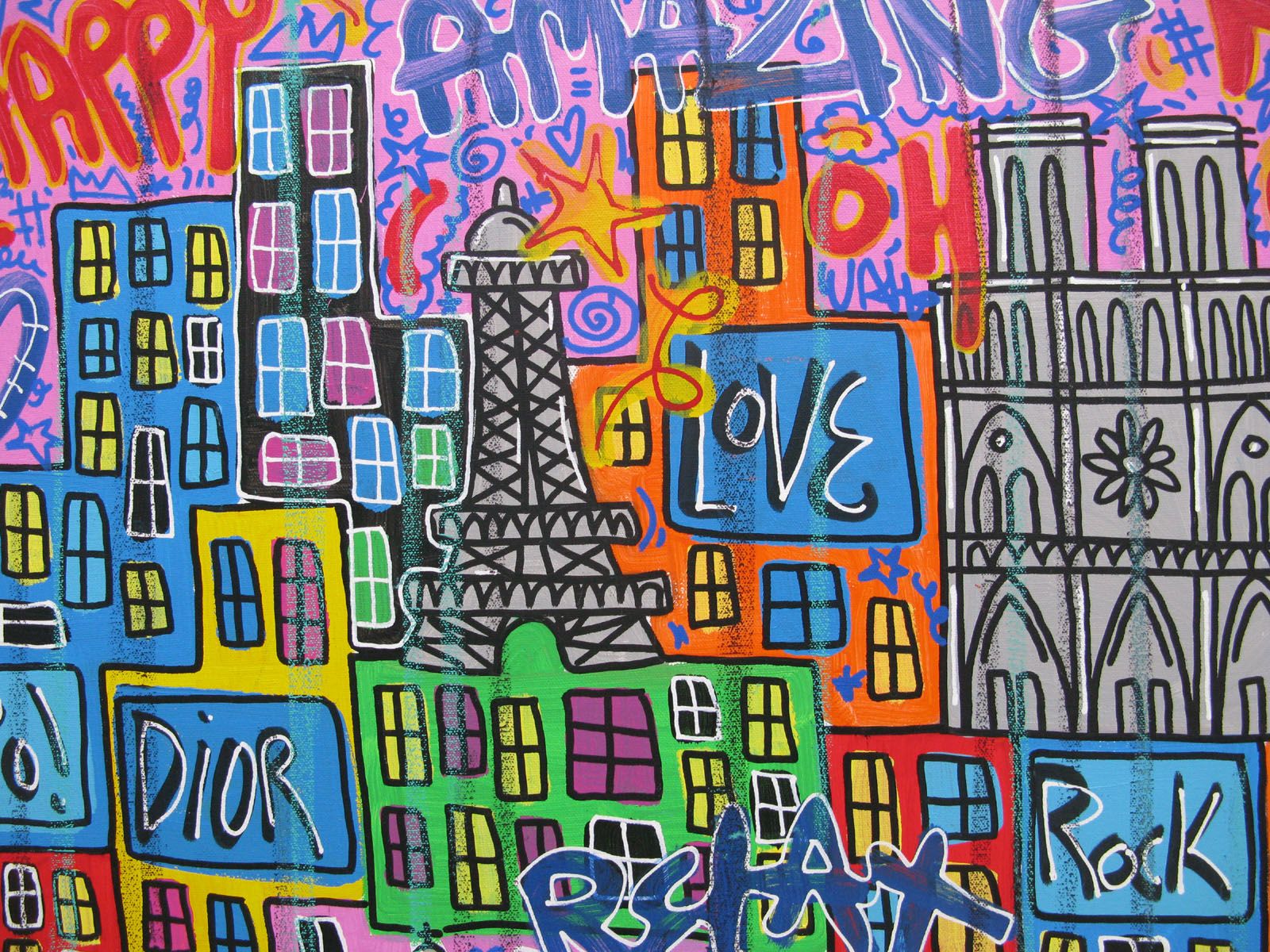 Tableau de RICO SAB a pour titre Amazing Paris style street pop art, street art dim : RICO SABprix:800