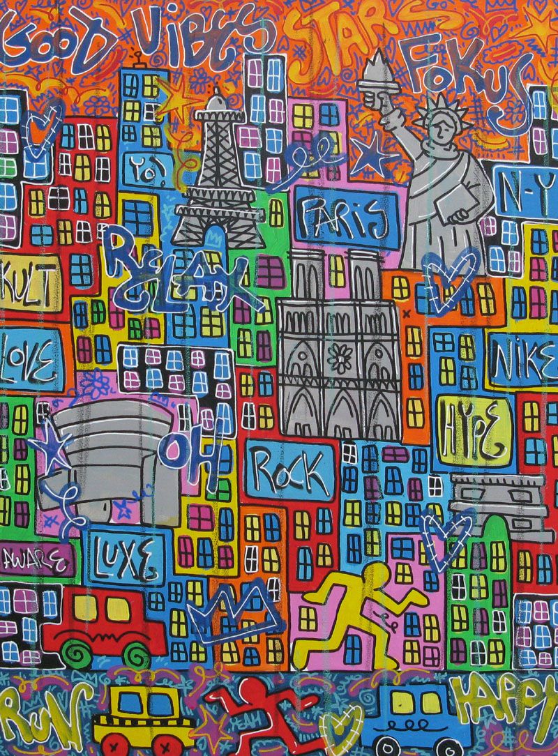 Tableau de RICO SAB a pour titre Paris New york style street pop art, street art dim : RICO SABprix:800