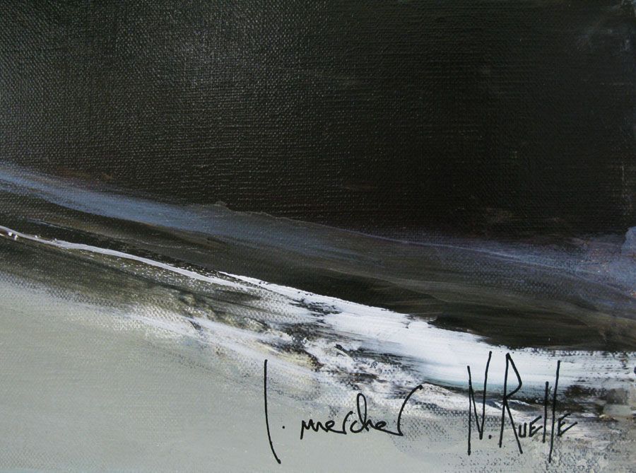 Tableau de RUELLE-MERCHER a pour titre VERS D'AUTRES PAYSAGES style abstrait dim : RUELLE-MERCHERprix:1600