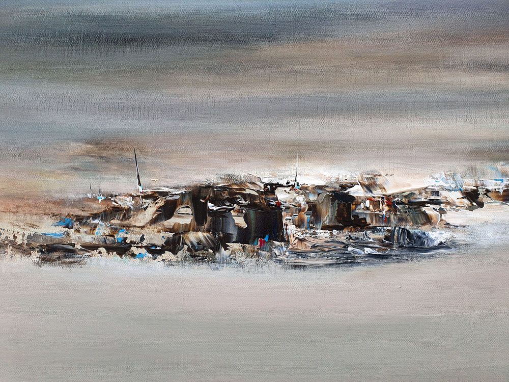 Tableau de RUELLE NICOLAS a pour titre LES JOURS SE SONT ENFUIS style abstrait dim : RUELLE NICOLASprix:750