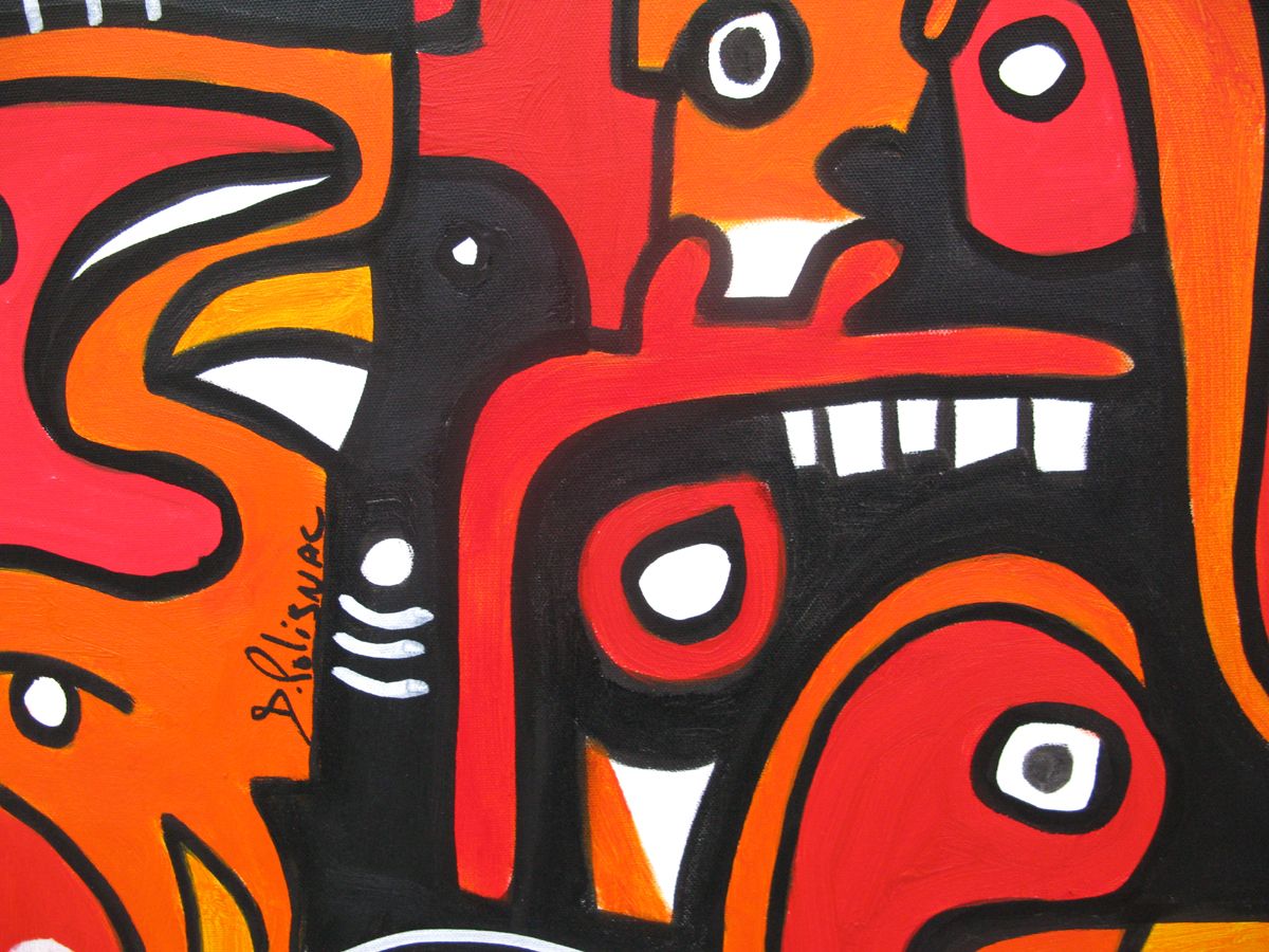 Tableau de Daniel De POLIGNAC a pour titre Red Jungle style graphique dim : Daniel De POLIGNACprix:850