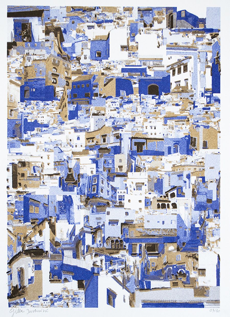 Editions d'art de GILLES INVERNIZZI a pour titre CHEFCHAOUEN (MAROC) style figuratif, graphique dim : GILLES INVERNIZZIprix:50