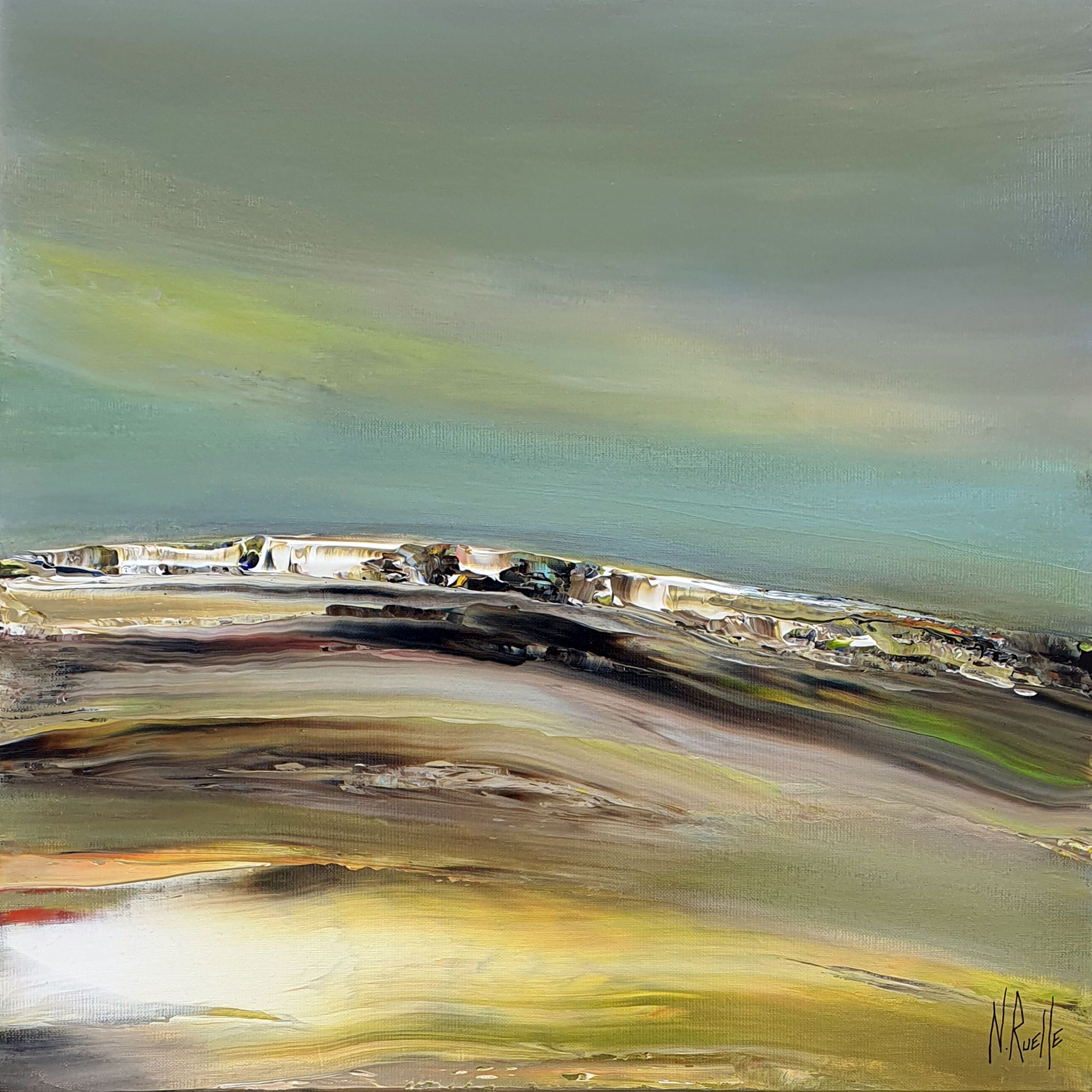 Tableau de RUELLE NICOLAS a pour titre SUNSHINE style abstrait dim : RUELLE NICOLASprix:280