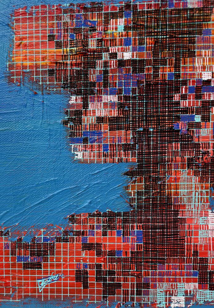 Tableau de NICOLAS JESBAC a pour titre Série réappropriation humaine : grec #2 style figuratif, graphique dim : NICOLAS JESBACprix:320