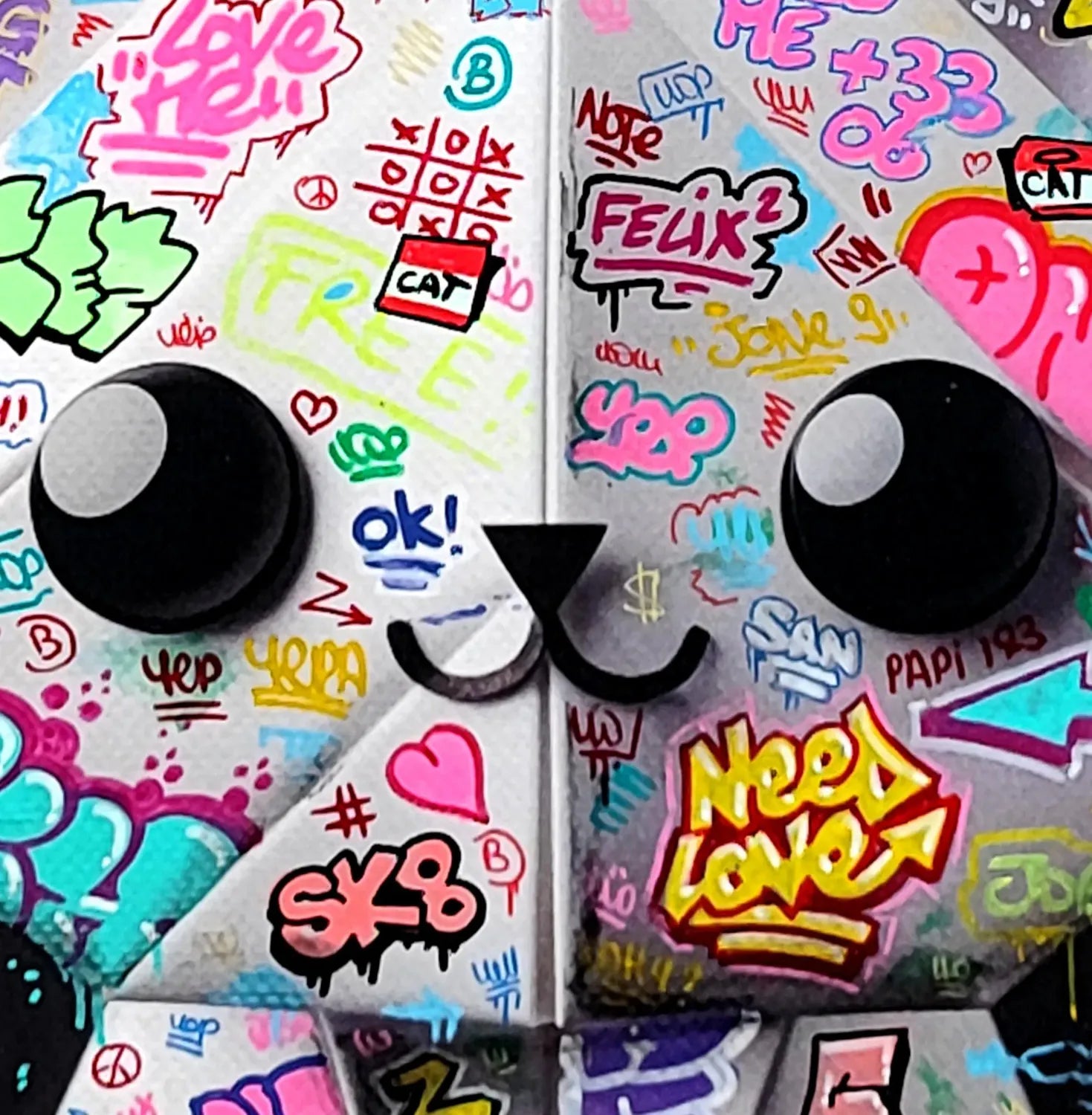 Editions d'art de BLACH a pour titre Shadow Cat Origami Graffiti style graffiti, street art dim : BLACHprix:70
