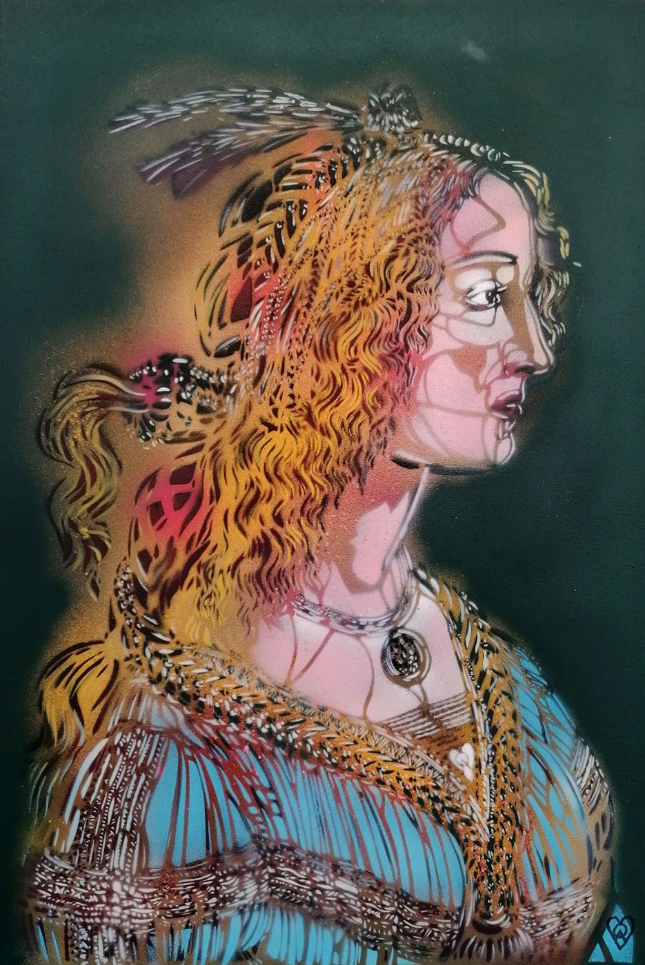 Tableau de ARTISTE OUVRIER a pour titre SIMONETTA TRIBORD style figuratif dim : ARTISTE OUVRIERprix:1200