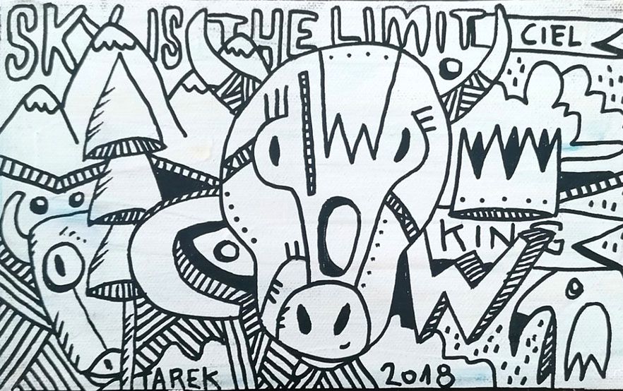 Tableau de TAREK a pour titre SKY IS THE LIMIT style graphique dim : TAREKprix:85