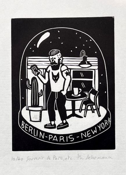 Editions d'art de PHILIPPE ACHERMANN a pour titre SOUVENIR DE PARIS ETC... style figuratif, graphique dim : PHILIPPE ACHERMANNprix:40