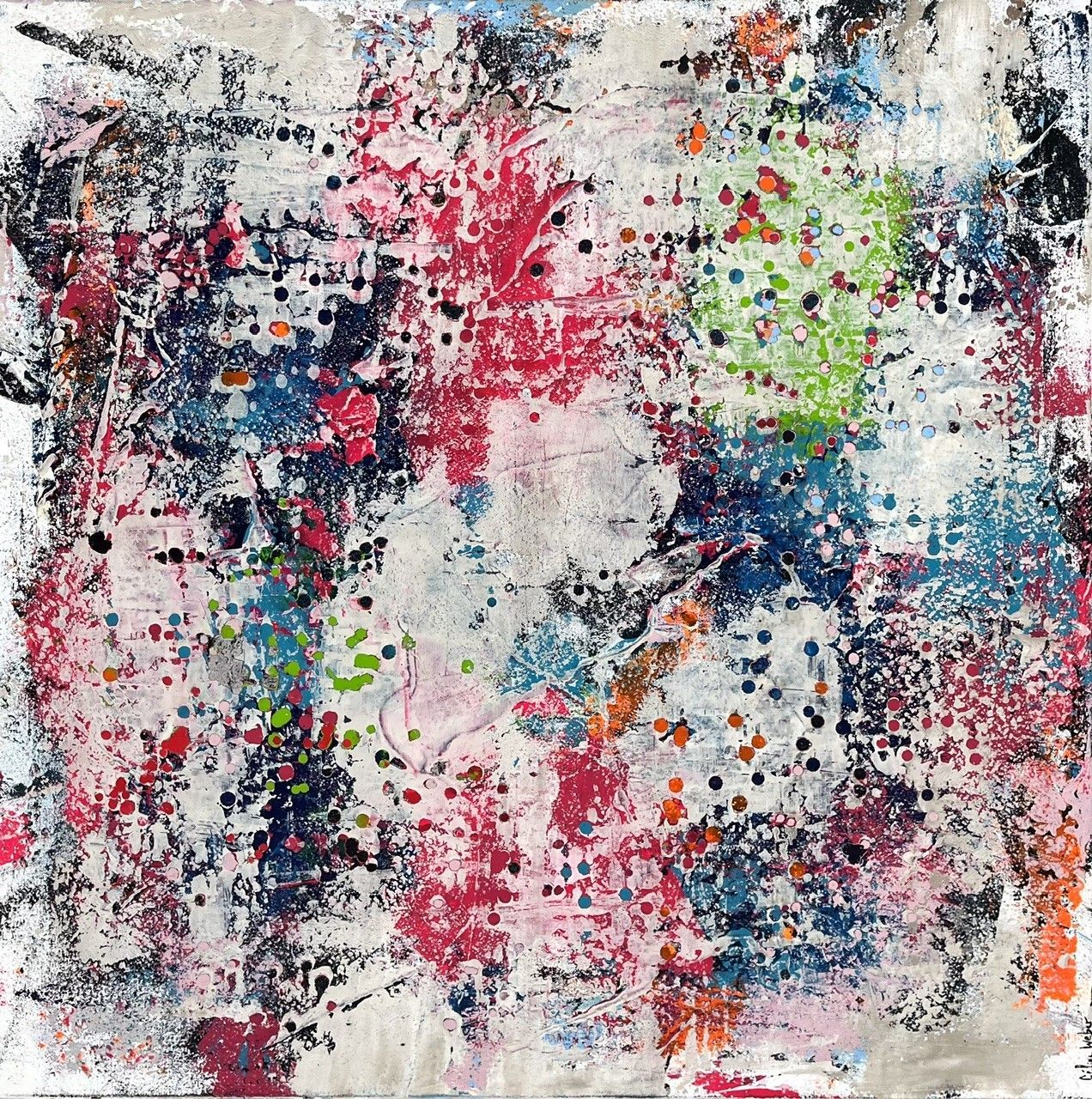 Tableau de CELINE WEBER a pour titre Stone confettis style abstrait dim : CELINE WEBERprix:950