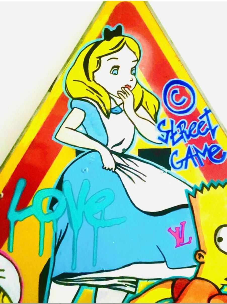 Tableau de SARA CHELOU a pour titre Street game panneau style street pop art dim : SARA CHELOUprix:900