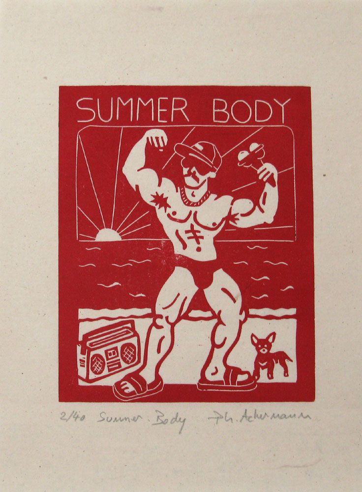 Editions d'art de PHILIPPE ACHERMANN a pour titre summer body style figuratif, graphique dim : PHILIPPE ACHERMANNprix:40