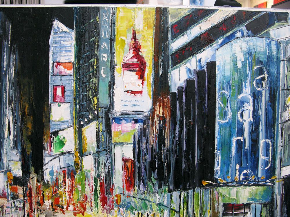 Tableau de PHIL a pour titre Sur la route de Time Square style figuratif dim : PHILprix:700