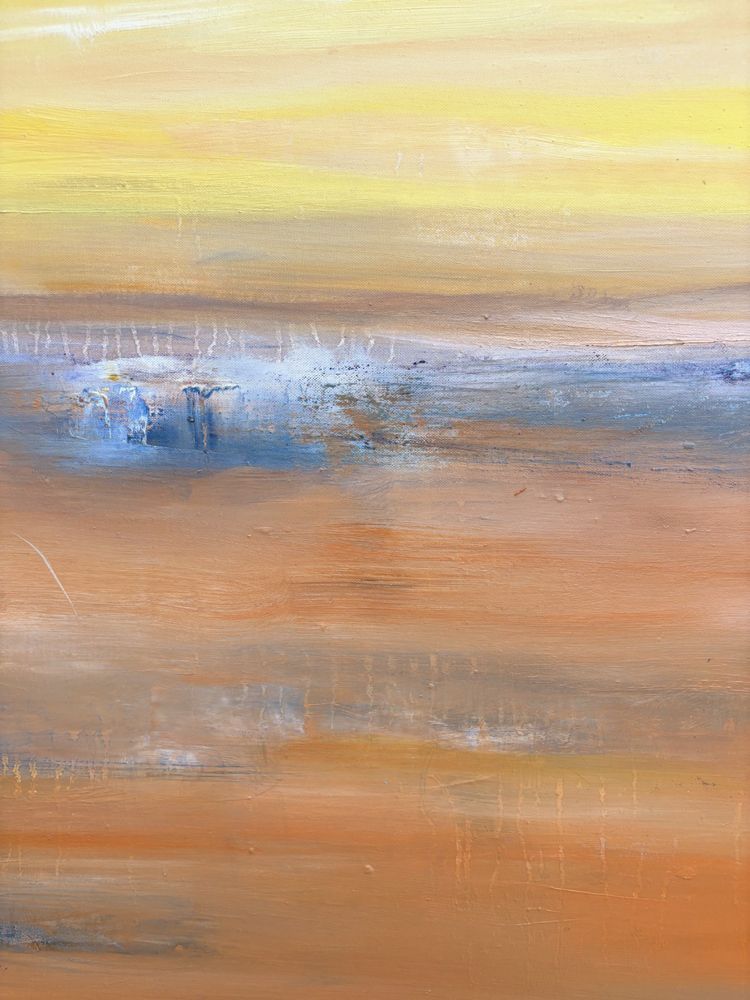 Tableau de PASCALE JACQUEMOND a pour titre Sables oranges style abstrait dim : PASCALE JACQUEMONDprix:1600