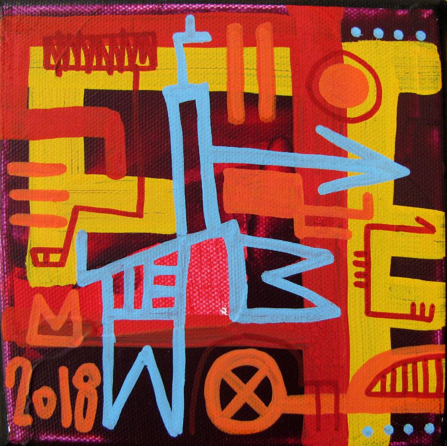 Tableau de TAREK a pour titre GEOMETRIK 1 style street pop art dim : TAREKprix: