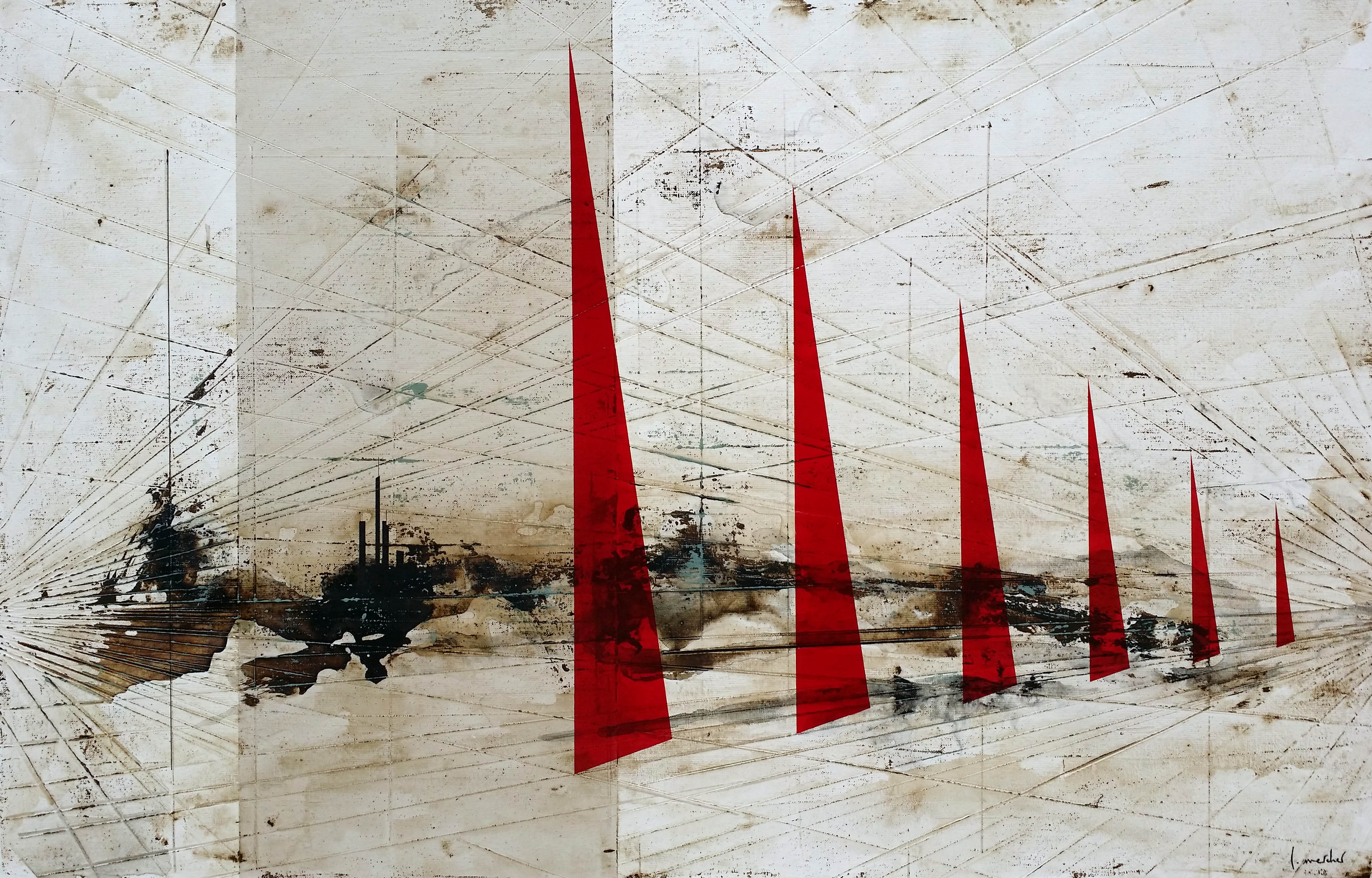Tableau de LUDOVIC MERCHER a pour titre SAILLING style abstrait dim : LUDOVIC MERCHERprix:700