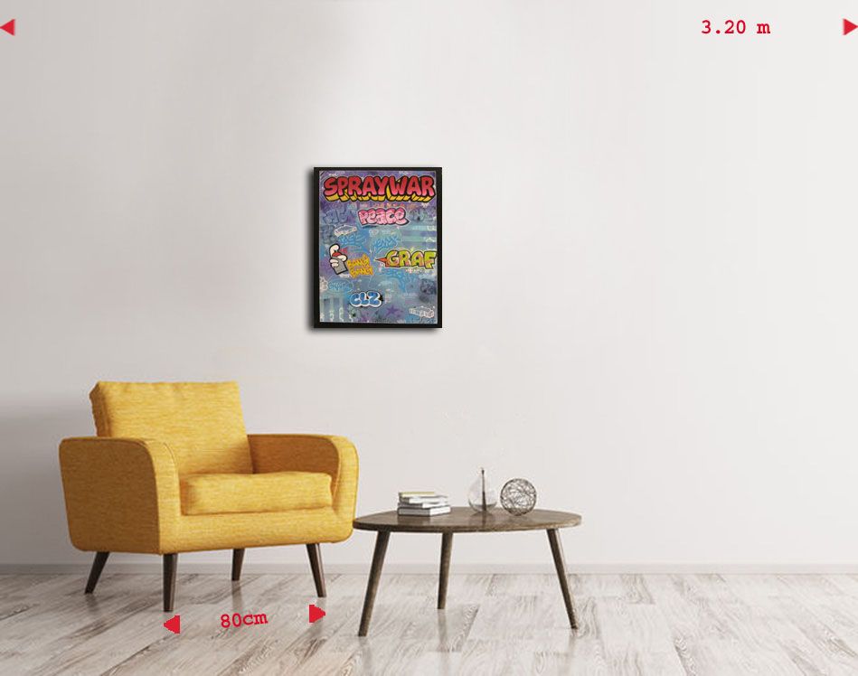 Tableau de KENY a pour titre SPRAY WAR style graffiti, street art dim : KENYprix:300