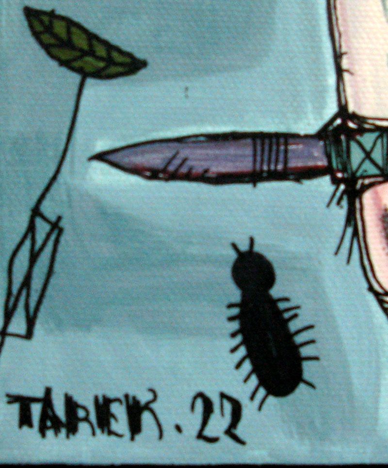 Tableau de TAREK a pour titre Totem Bleu style street art dim : TAREKprix:200