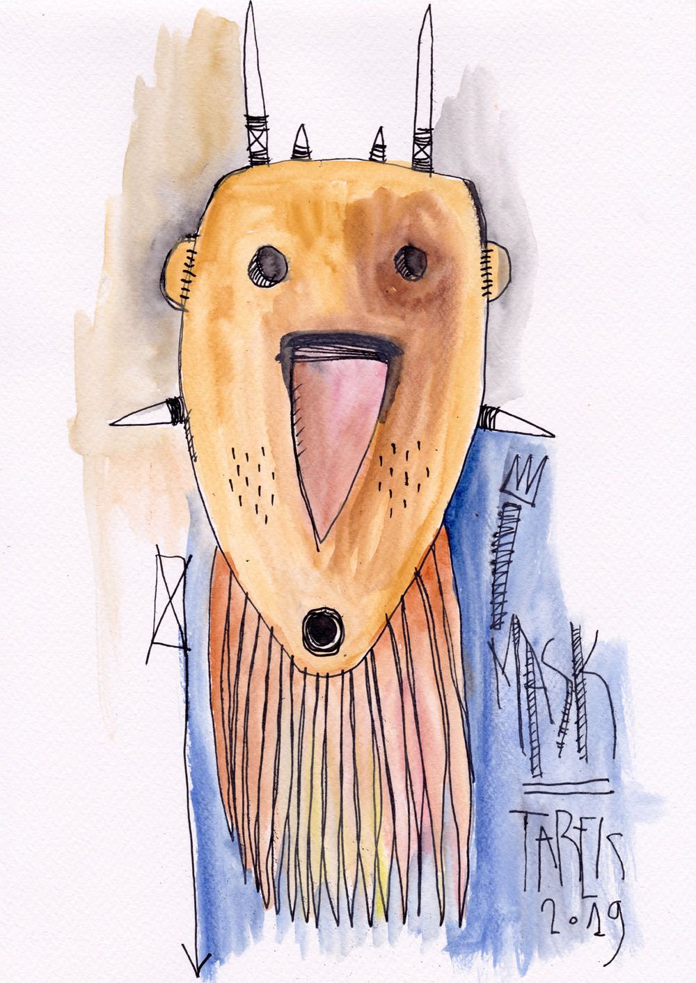 Dessin de TAREK a pour titre MASK MARRON 2 style graphique dim : TAREKprix: