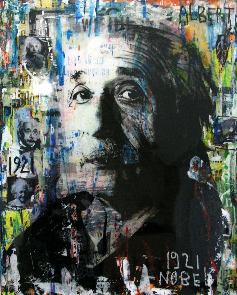 Tableau de THIERRY RASINE a pour titre ALBERT style street pop art, street art dim : THIERRY RASINEprix:800