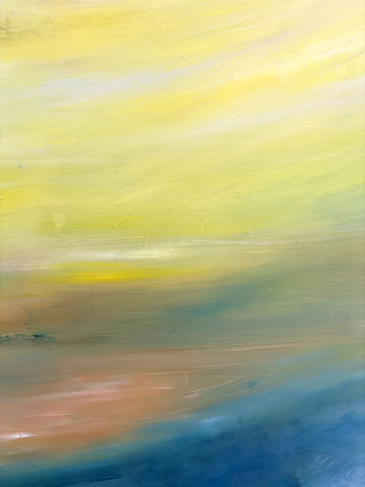 Tableau de PASCALE JACQUEMOND a pour titre Composition Jaune Bleu style abstrait dim : PASCALE JACQUEMONDprix:1100
