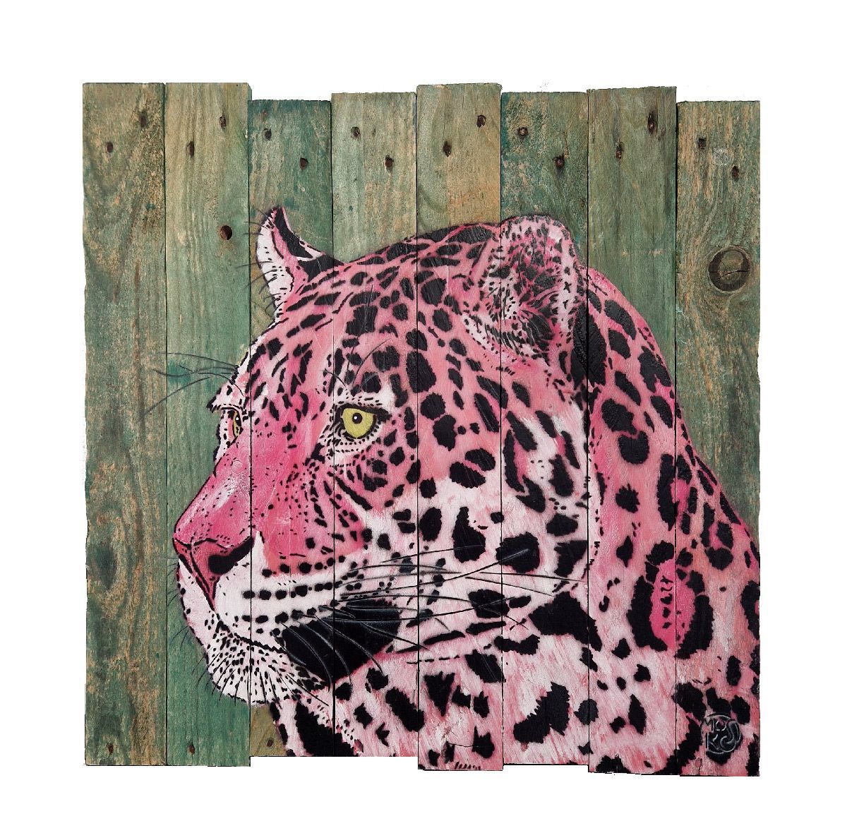 Tableau de MOSKO a pour titre Buste jaguar rose style street art dim : MOSKOprix:1600