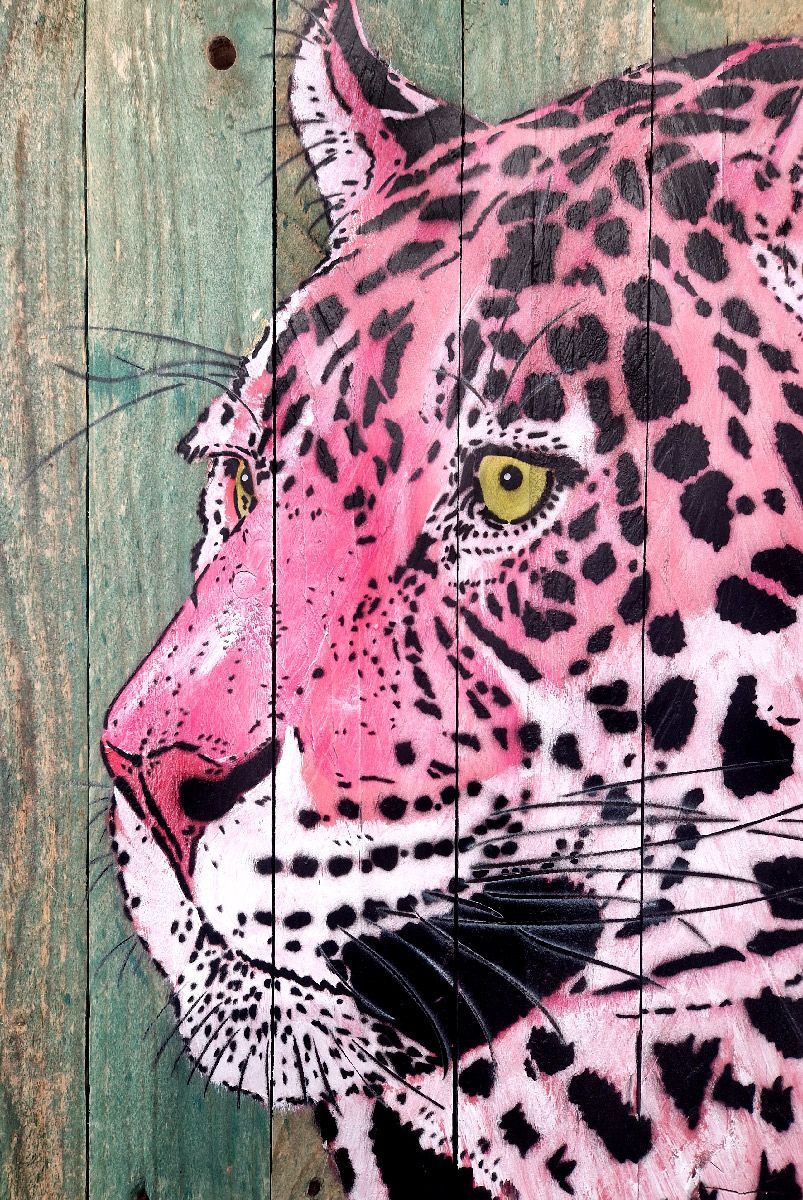 Tableau de MOSKO a pour titre Buste jaguar rose style street art dim : MOSKOprix:1600