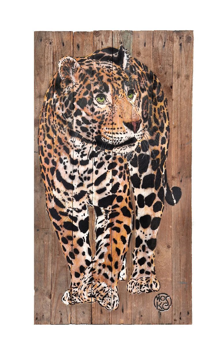 Tableau de MOSKO a pour titre Jaguar marchant style street art dim : MOSKOprix:1600