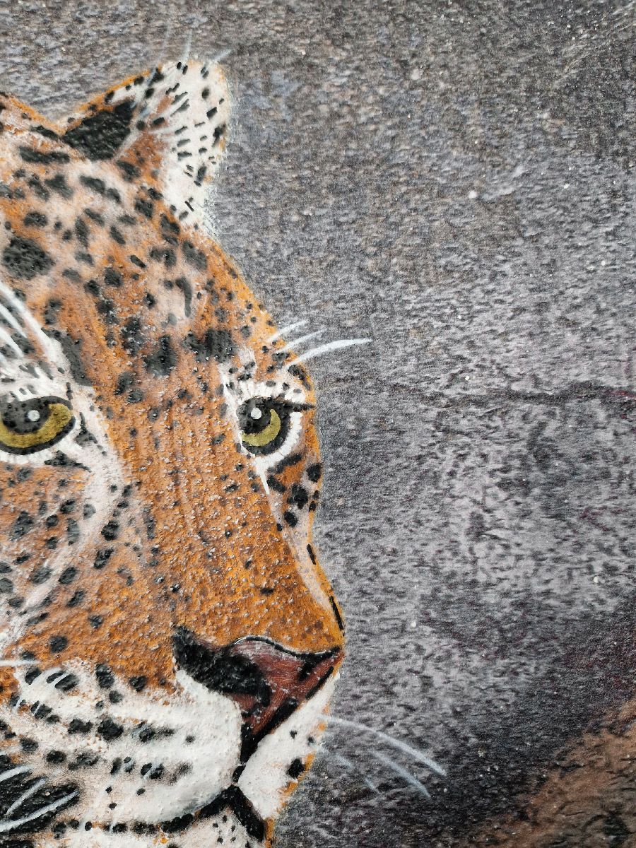 Tableau de MOSKO a pour titre Jaguar pensif style street art dim : MOSKOprix:720
