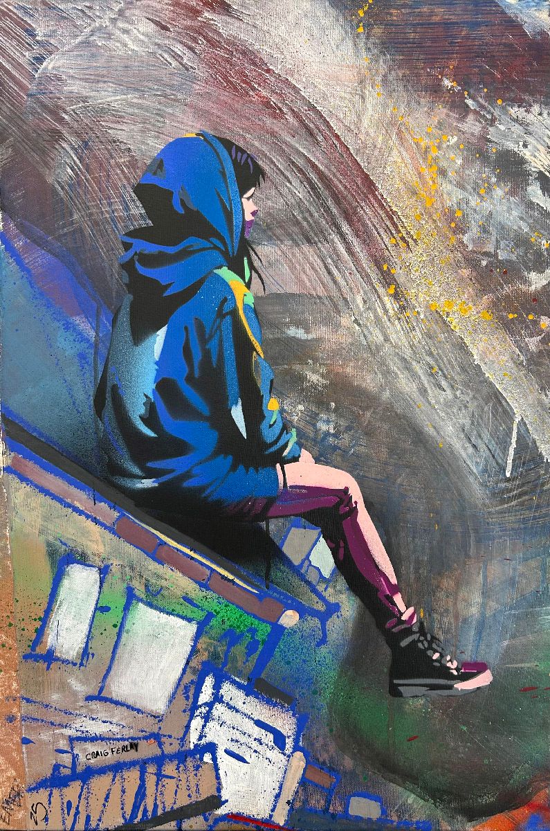 Tableau de Craig & Emer a pour titre Sur le toit du monde style graffiti, street art dim : Craig & Emerprix:320