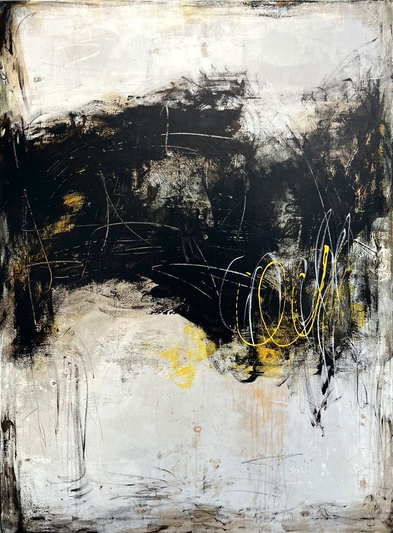 Tableau de TANIA CARRARA a pour titre Sans-titre Jaune style abstrait dim : TANIA CARRARAprix:1400