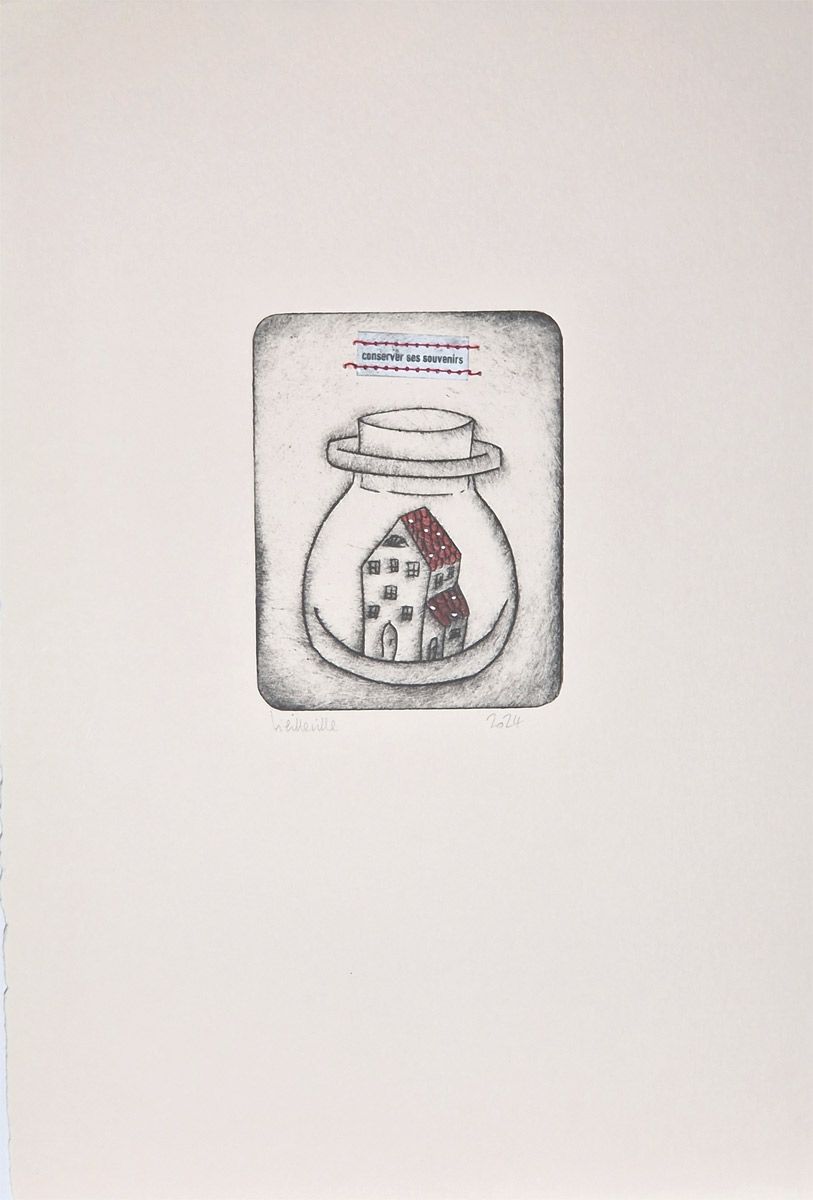 Editions d'art de NAVIEILLEVILLE a pour titre Ses souvenirs style figuratif, graphique dim : NAVIEILLEVILLEprix:28