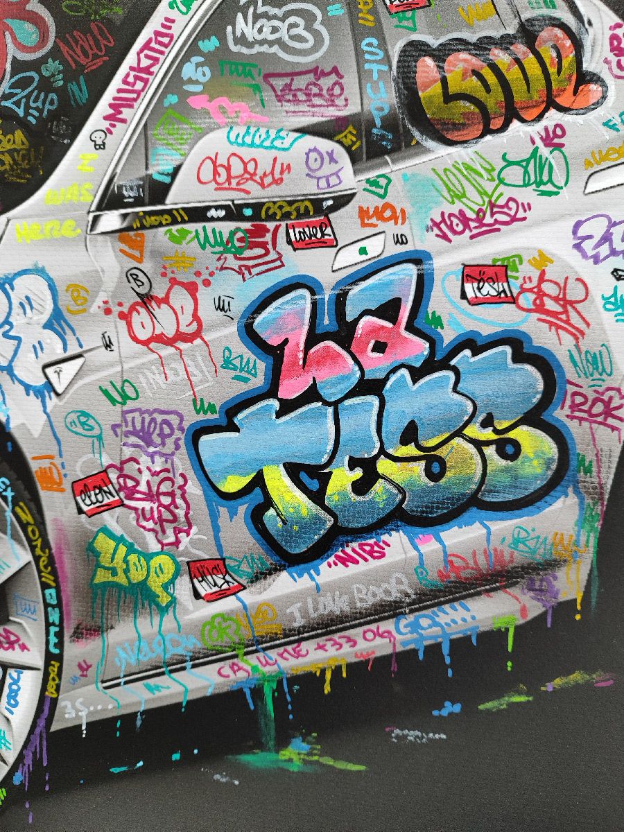 Tableau de BLACH a pour titre Tesla style graffiti, street art dim : BLACHprix:550