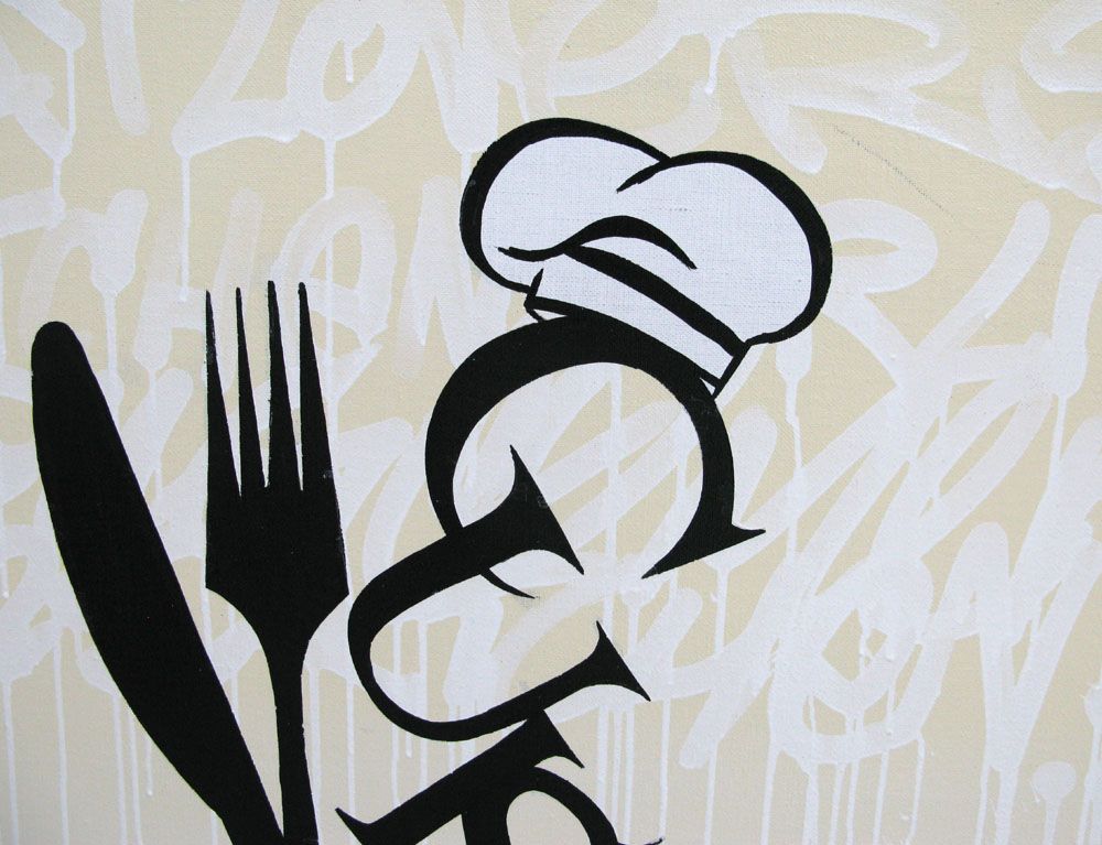 Tableau de JUG a pour titre TOPCHEF style street pop art dim : JUGprix:450