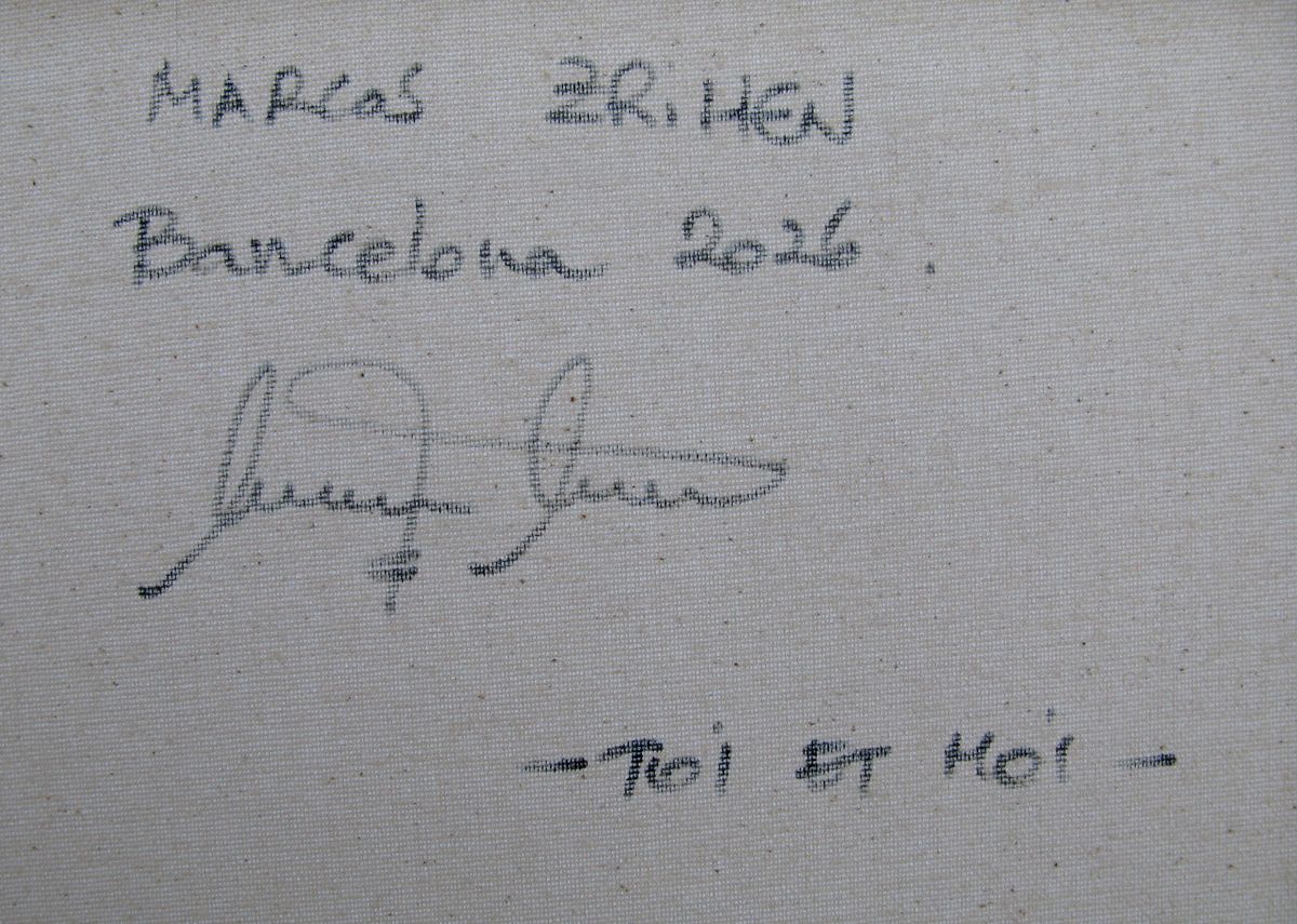 Tableau de MARCOS ZRIHEN NOWOTNY a pour titre Toi et Moi- Barcelona 2026 style figuratif dim : MARCOS ZRIHEN NOWOTNYprix:110