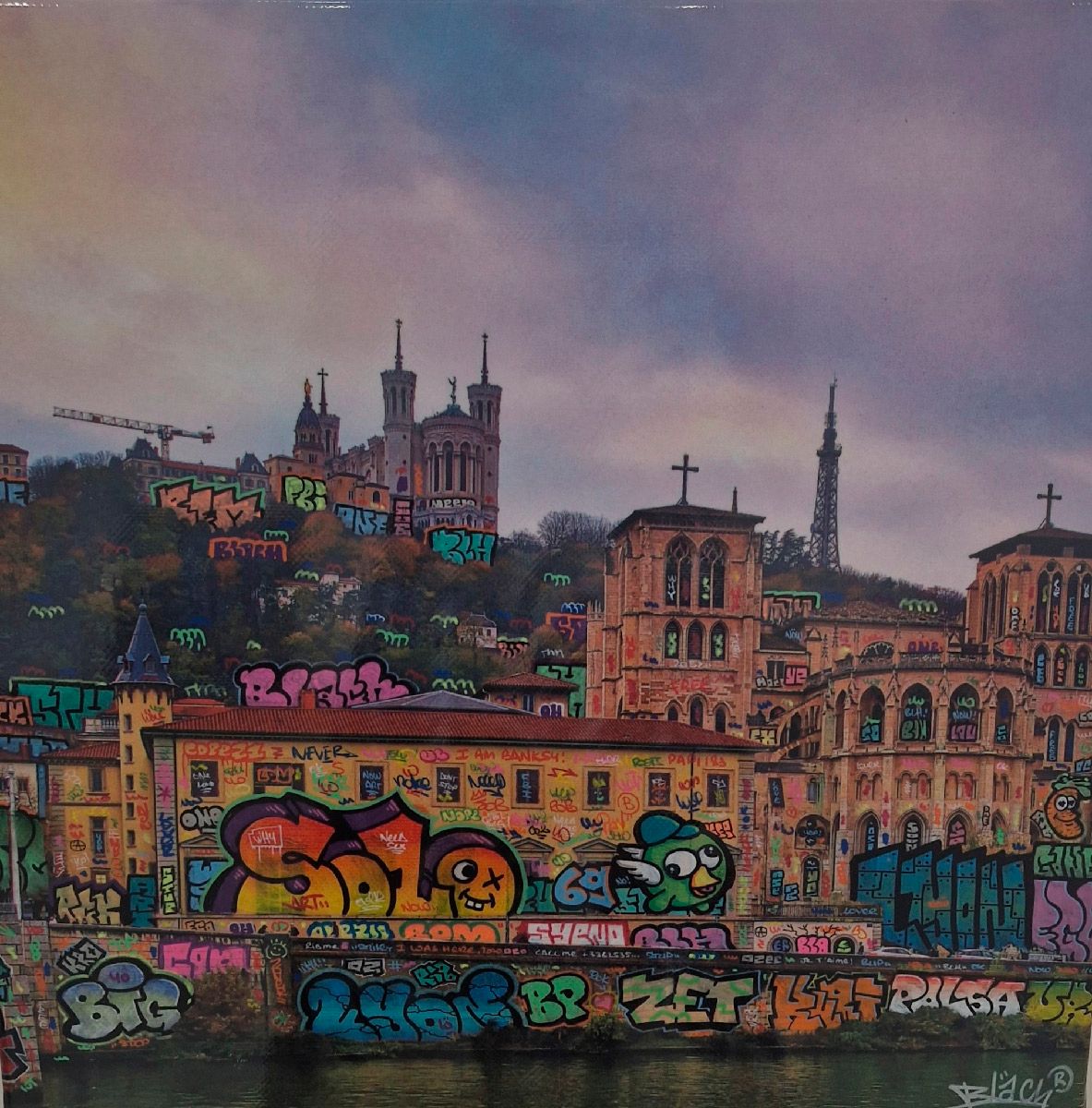 Tableau de BLACH a pour titre VIC Lyon Saint-Jean style graffiti, street art dim : BLACHprix:400