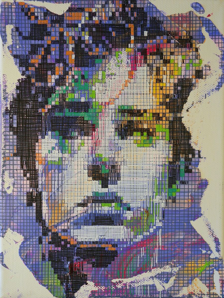 Tableau de NICOLAS JESBAC a pour titre Visage de ville style street art dim : NICOLAS JESBACprix:120