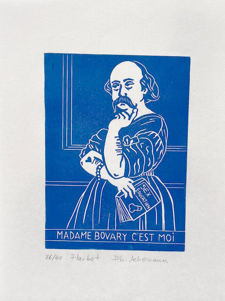 Editions d'art de PHILIPPE ACHERMANN a pour titre Flaubert style figuratif, graphique dim : PHILIPPE ACHERMANNprix:40