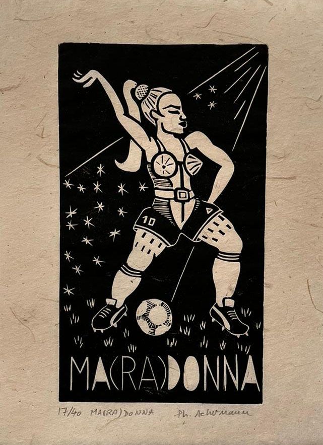 Editions d'art de PHILIPPE ACHERMANN a pour titre Ma(ra)donna style figuratif, graphique dim : PHILIPPE ACHERMANNprix:40
