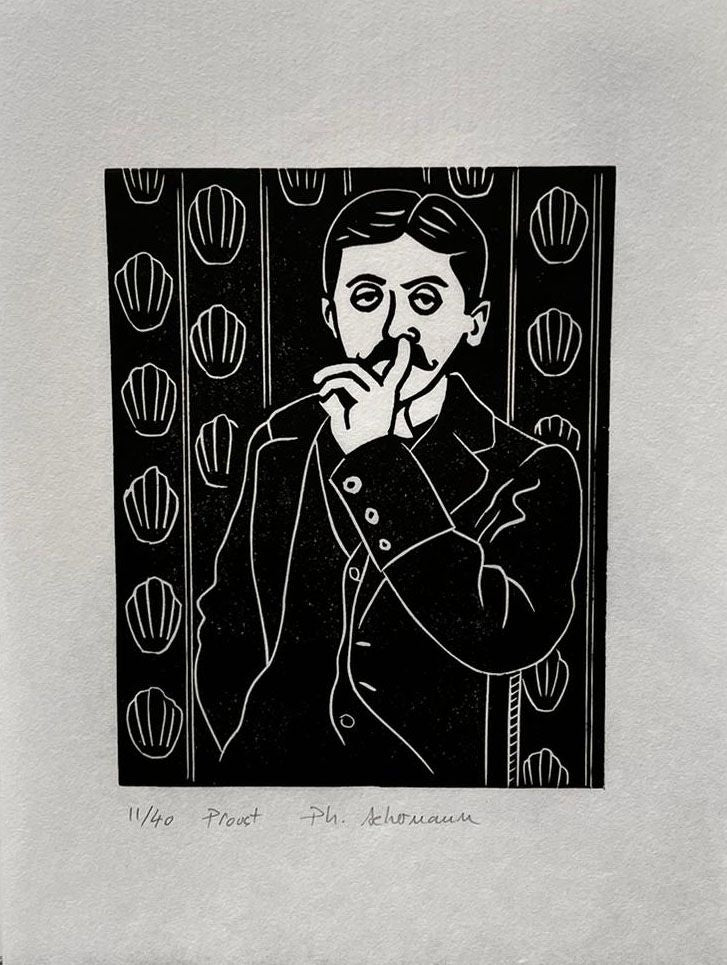 Editions d'art de PHILIPPE ACHERMANN a pour titre PROUST style figuratif, graphique dim : PHILIPPE ACHERMANNprix:40